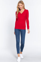 Long Slv V-neck Placket Thermal Top